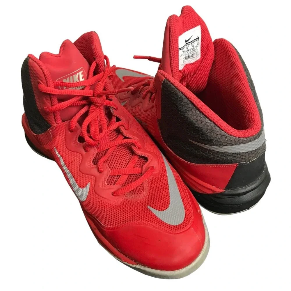 Nike Basketball Shoes Kids 7Y‎ Red Prime Hype DF High Top 807613-600 Sneakers